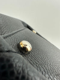 Quilted Caviar Leather Timeless CC Soft Shopping Tote in Black SHW