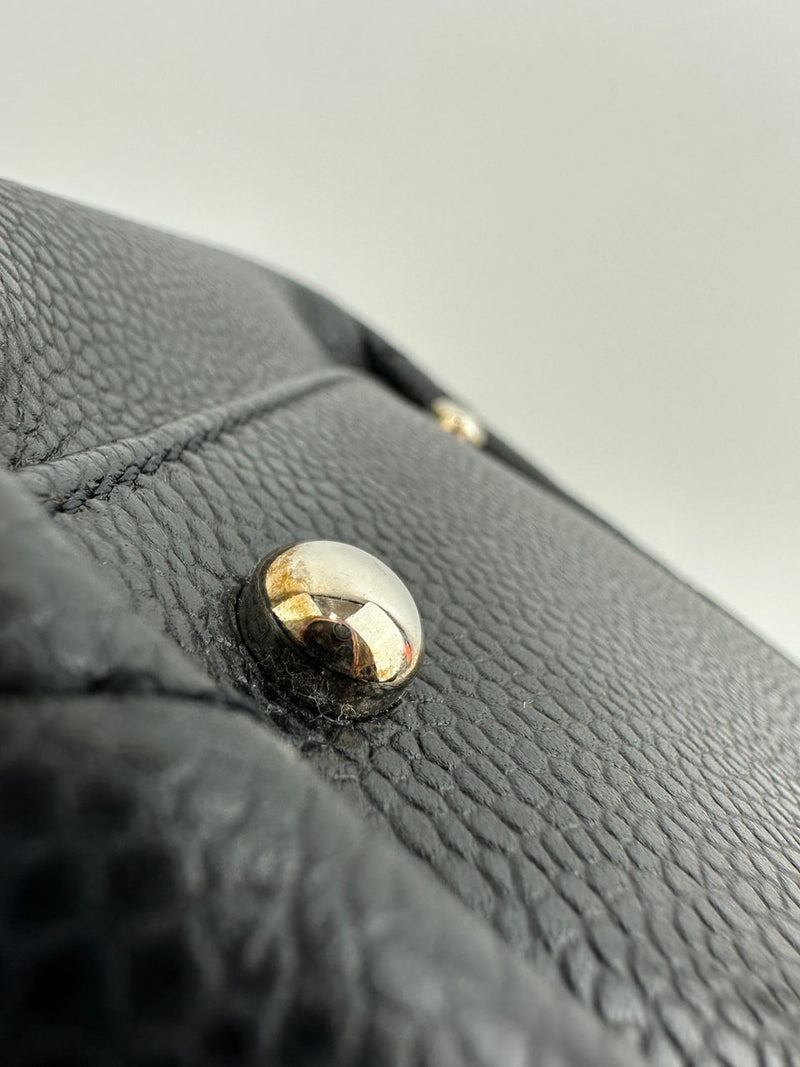 Quilted Caviar Leather Timeless CC Soft Shopping Tote in Black SHW