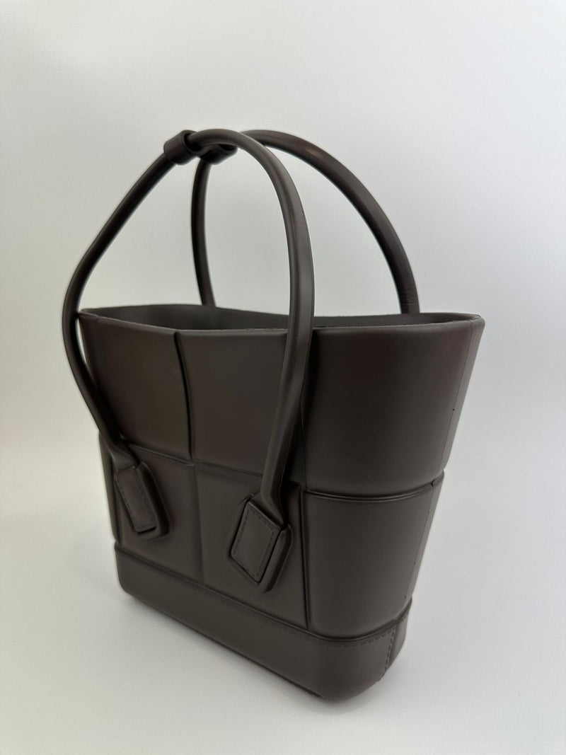 Matt Rubber Mini Arco Tote in Brown
