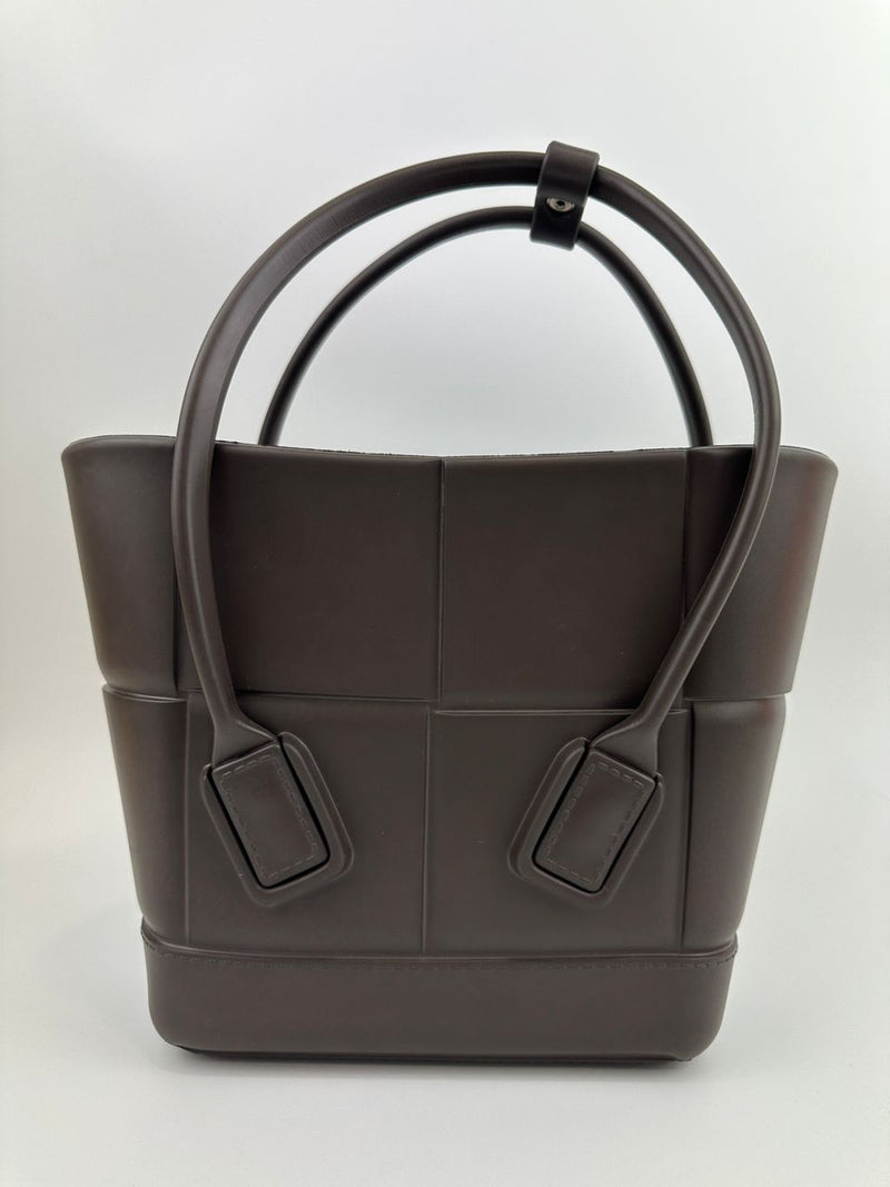 Matt Rubber Mini Arco Tote in Brown
