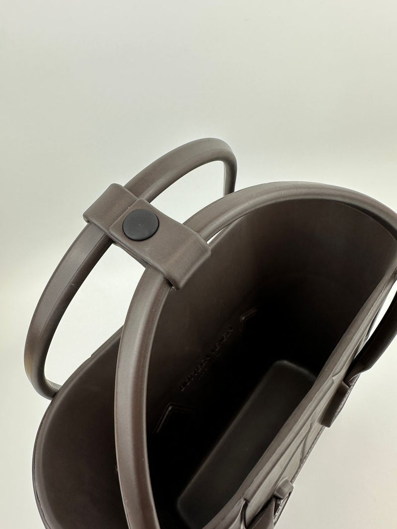 Matt Rubber Mini Arco Tote in Brown