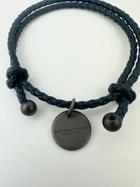 Intrecciato Nappa Leather Navy Double Strand Bracelet