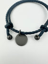 Intrecciato Nappa Leather Navy Double Strand Bracelet
