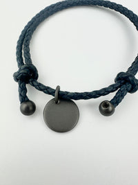 Intrecciato Nappa Leather Navy Double Strand Bracelet