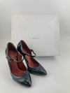 Heeled Mary Jane &amp; Perforated Details in Black Shiny Leather Size 37