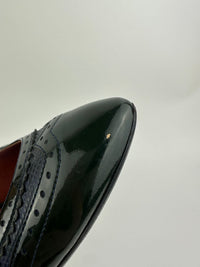 Heeled Mary Jane &amp; Perforated Details in Black Shiny Leather Size 37