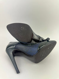 Heeled Mary Jane &amp; Perforated Details in Black Shiny Leather Size 37