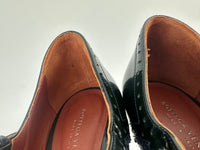 Heeled Mary Jane &amp; Perforated Details in Black Shiny Leather Size 37