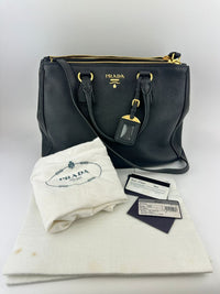 BN2420 Vitello Daino Black Leather Tote Bag &nbsp;