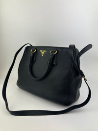 BN2420 Vitello Daino Black Leather Tote Bag &nbsp;