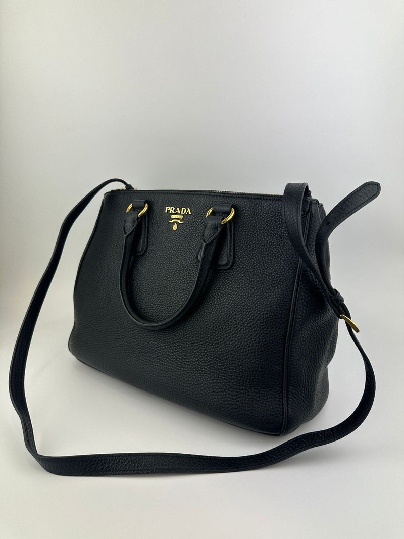 BN2420 Vitello Daino Black Leather Tote Bag &nbsp;
