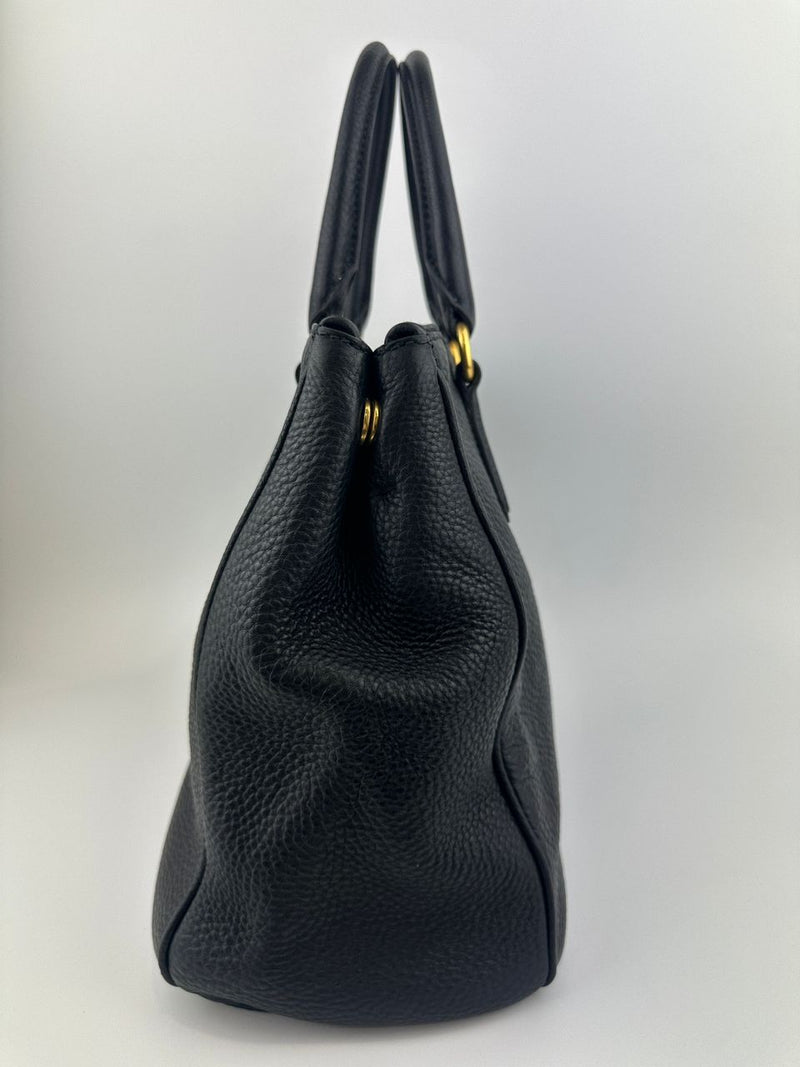 BN2420 Vitello Daino Black Leather Tote Bag &nbsp;