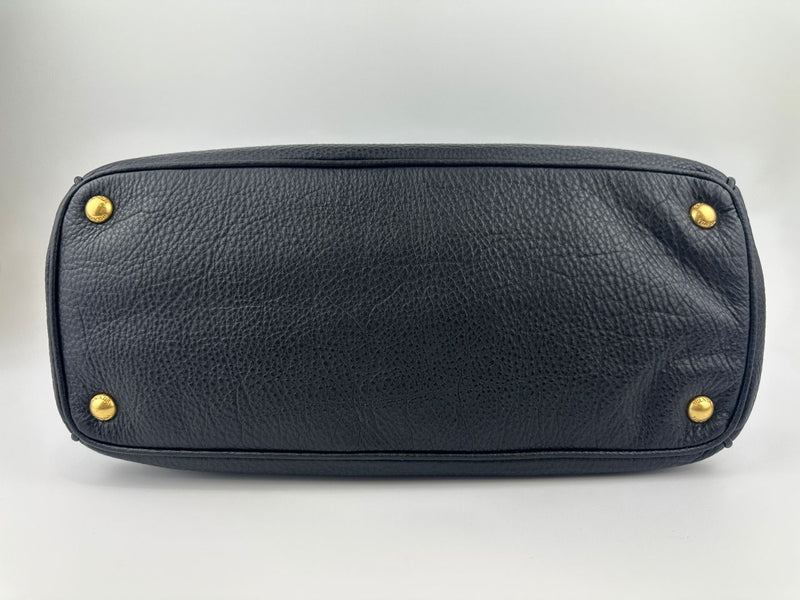 BN2420 Vitello Daino Black Leather Tote Bag &nbsp;