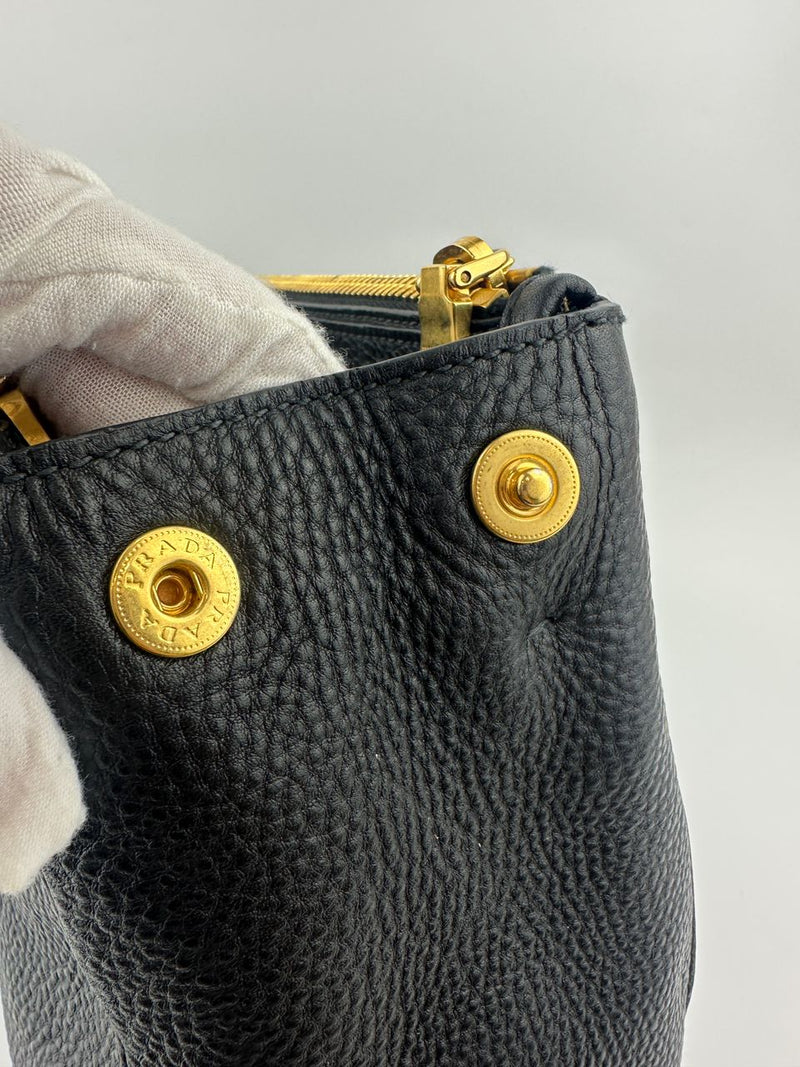 BN2420 Vitello Daino Black Leather Tote Bag &nbsp;