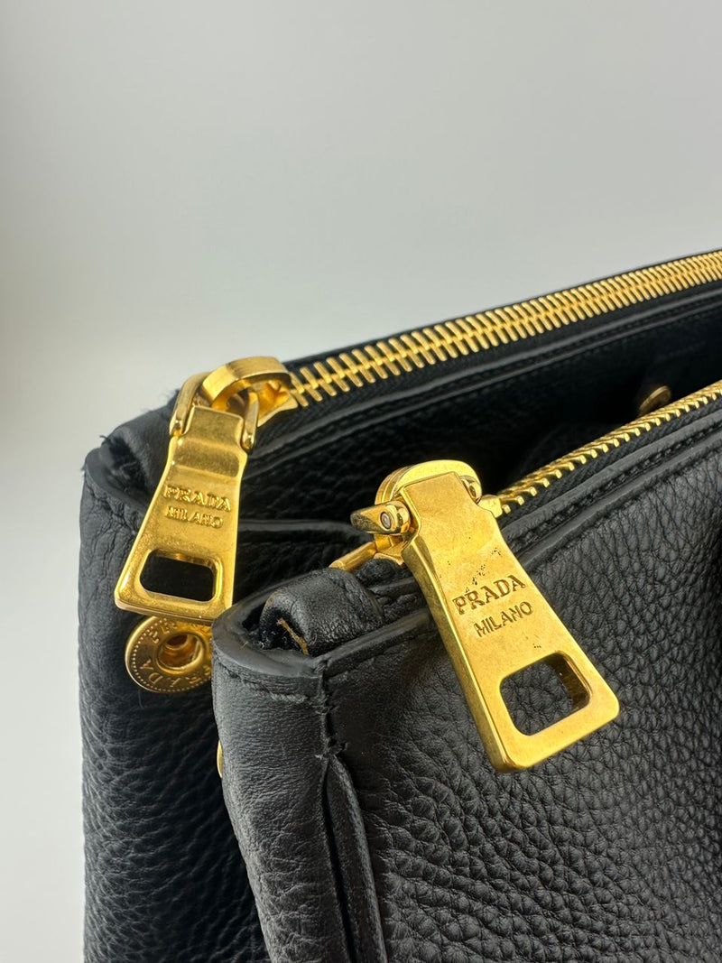 BN2420 Vitello Daino Black Leather Tote Bag &nbsp;