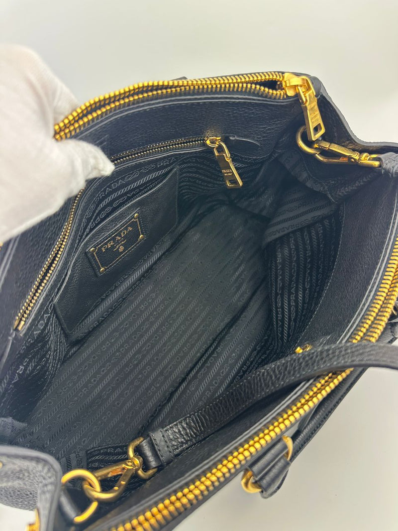 BN2420 Vitello Daino Black Leather Tote Bag &nbsp;