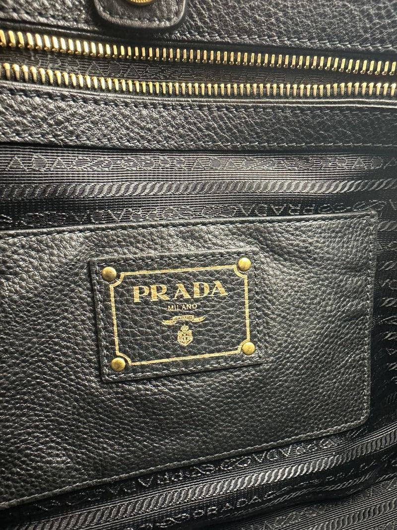 BN2420 Vitello Daino Black Leather Tote Bag &nbsp;