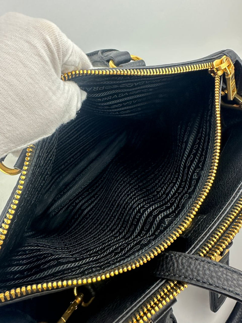 BN2420 Vitello Daino Black Leather Tote Bag &nbsp;