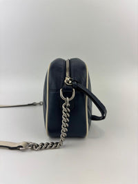 Small Torchon Marmont Blue Diagonal Quilted Leather Camera Bag