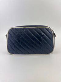 Small Torchon Marmont Blue Diagonal Quilted Leather Camera Bag
