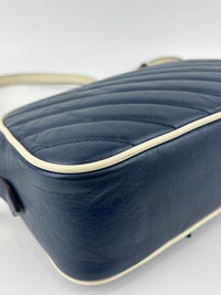 Small Torchon Marmont Blue Diagonal Quilted Leather Camera Bag