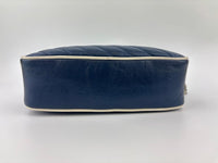 Small Torchon Marmont Blue Diagonal Quilted Leather Camera Bag