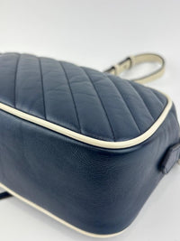 Small Torchon Marmont Blue Diagonal Quilted Leather Camera Bag