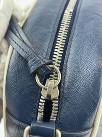 Small Torchon Marmont Blue Diagonal Quilted Leather Camera Bag