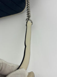 Small Torchon Marmont Blue Diagonal Quilted Leather Camera Bag