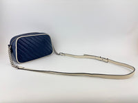 Small Torchon Marmont Blue Diagonal Quilted Leather Camera Bag