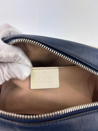 Small Torchon Marmont Blue Diagonal Quilted Leather Camera Bag