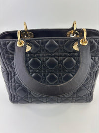 Medium Lady Dior Black Cannage Quilted Lambskin GHW