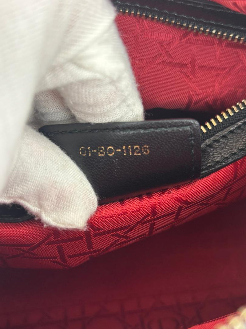 Medium Lady Dior Black Cannage Quilted Lambskin GHW