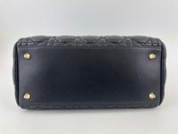 Medium Lady Dior Black Cannage Quilted Lambskin GHW