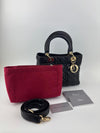 Medium Lady Dior Black Cannage Quilted Lambskin GHW