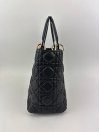 Medium Lady Dior Black Cannage Quilted Lambskin GHW