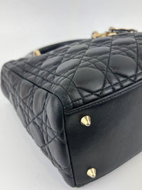 Medium Lady Dior Black Cannage Quilted Lambskin GHW