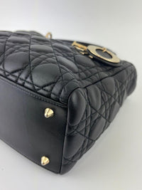 Medium Lady Dior Black Cannage Quilted Lambskin GHW