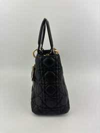 Medium Lady Dior Black Cannage Quilted Lambskin GHW