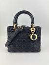 Medium Lady Dior Black Cannage Quilted Lambskin GHW