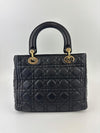 Medium Lady Dior Black Cannage Quilted Lambskin GHW