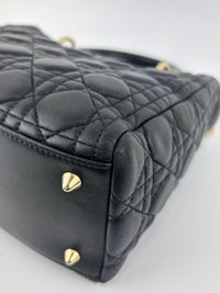 Medium Lady Dior Black Cannage Quilted Lambskin GHW