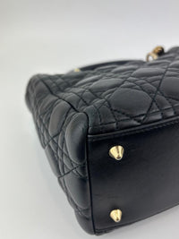 Medium Lady Dior Black Cannage Quilted Lambskin GHW