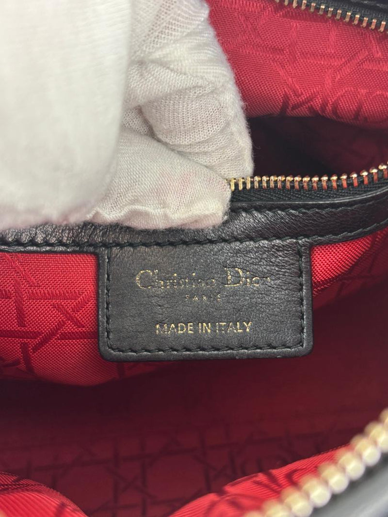 Medium Lady Dior Black Cannage Quilted Lambskin GHW