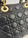 Medium Lady Dior Black Cannage Quilted Lambskin GHW