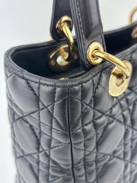 Medium Lady Dior Black Cannage Quilted Lambskin GHW