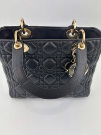 Medium Lady Dior Black Cannage Quilted Lambskin GHW