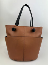 Tassel Detail Tote Bag in Brown Leather
