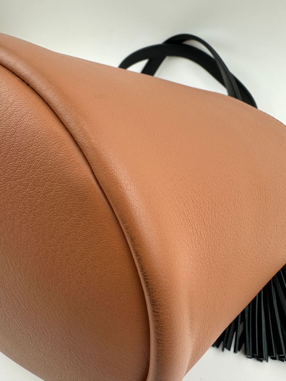 Tassel Detail Tote Bag in Brown Leather