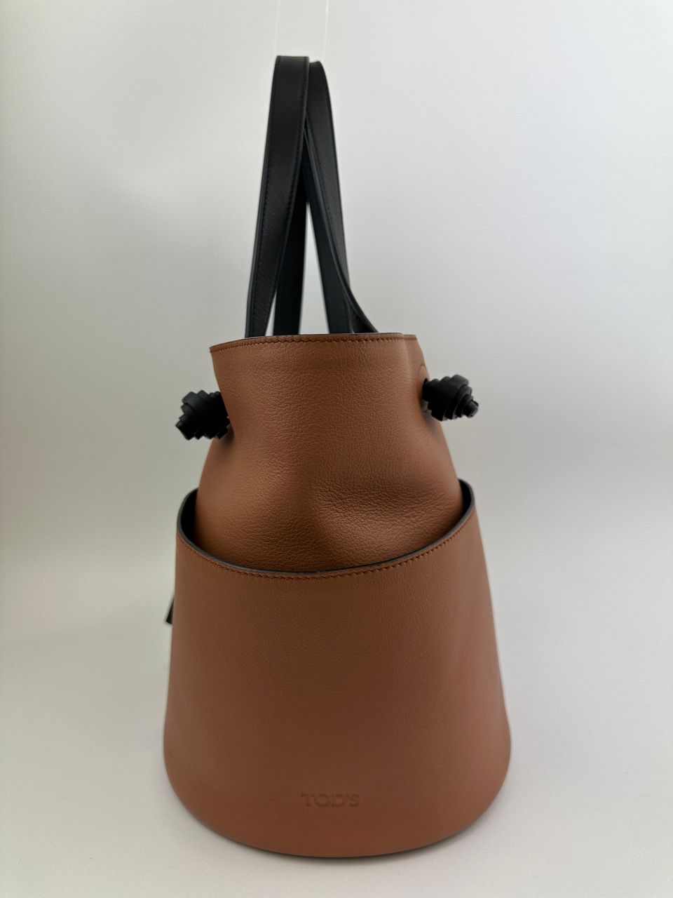 Tassel Detail Tote Bag in Brown Leather